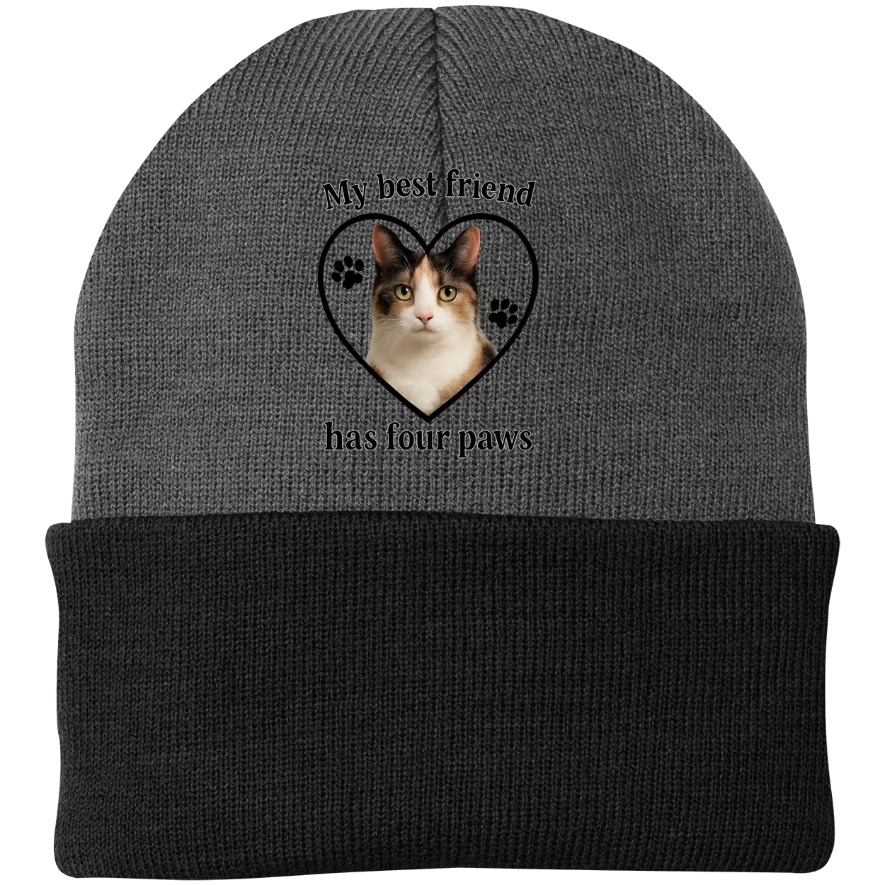 CP90 Port & Company Knit Beanie - Athletic Oxford/Black