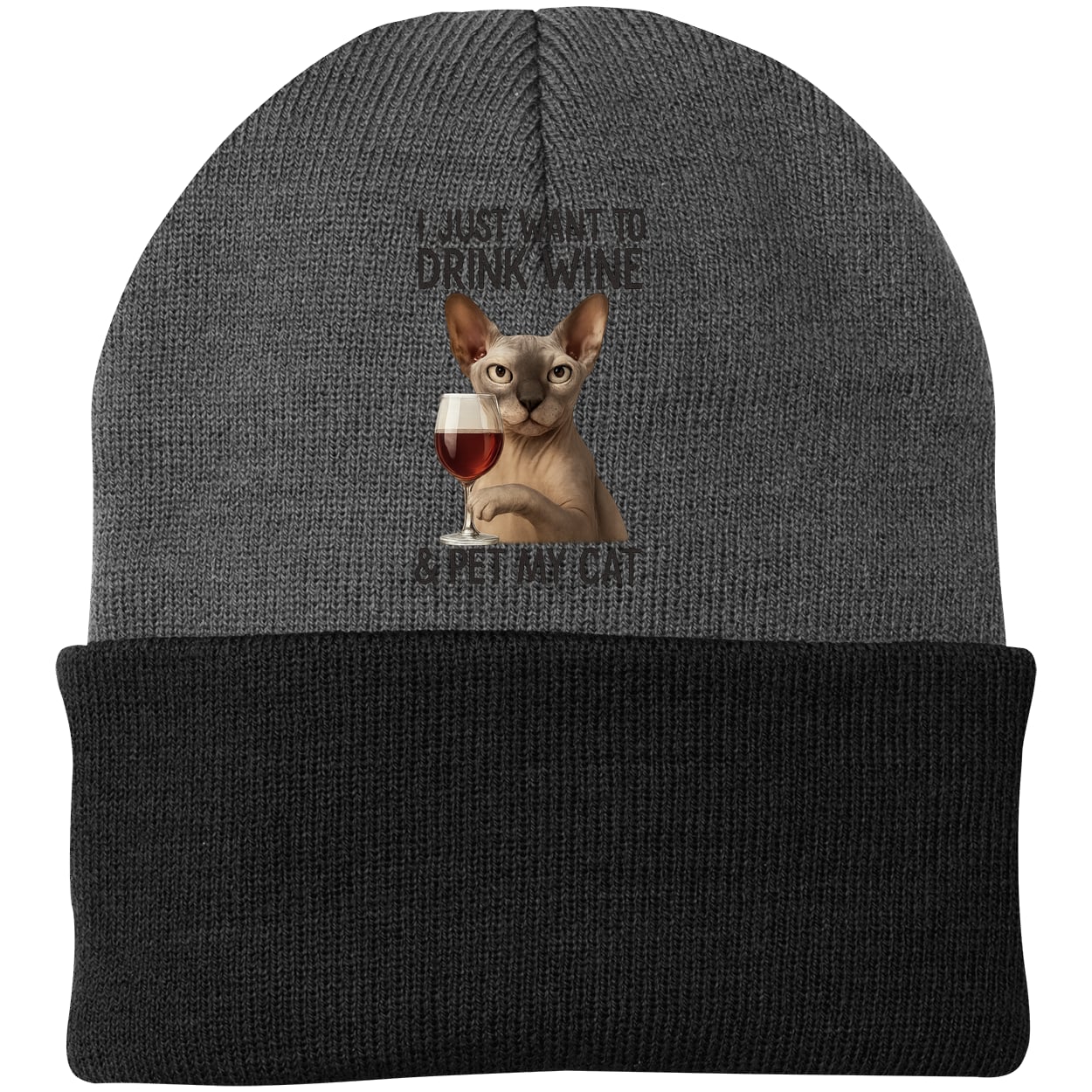 CP90 Port & Company Knit Beanie - Athletic Oxford/Black