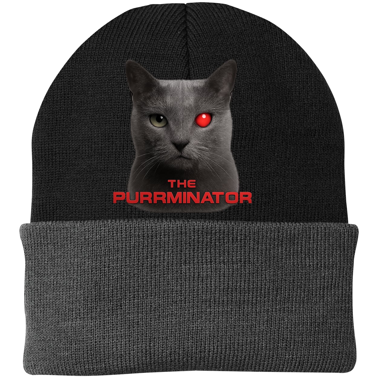 CP90 Port & Company Knit Beanie - Black/Gray