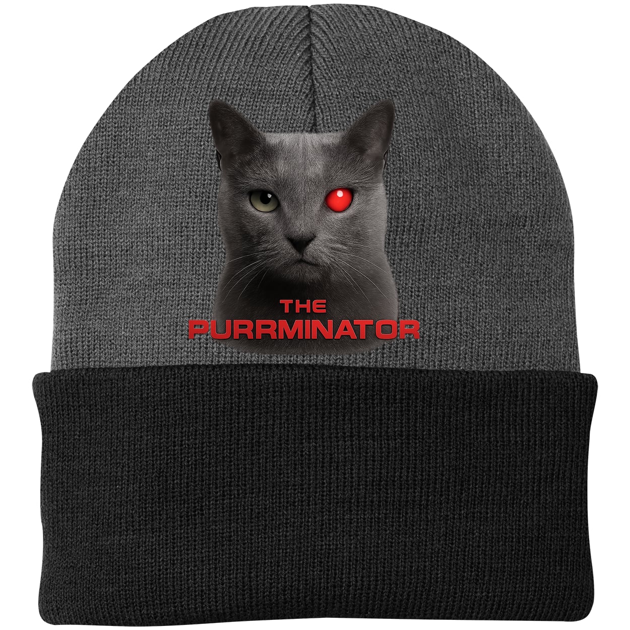 CP90 Port & Company Knit Beanie - Athletic Oxford/Black