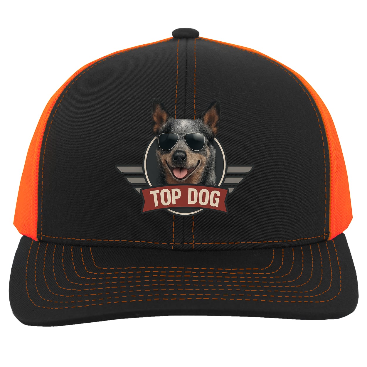 104C Trucker Snap Back - Black/Neon Orange