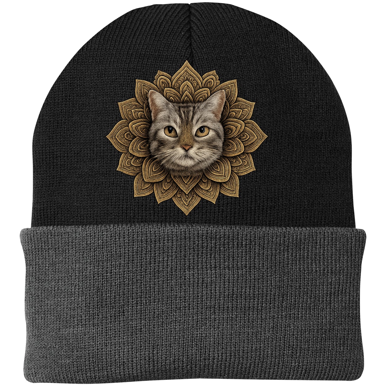 CP90 Port & Company Knit Beanie - Black/Gray