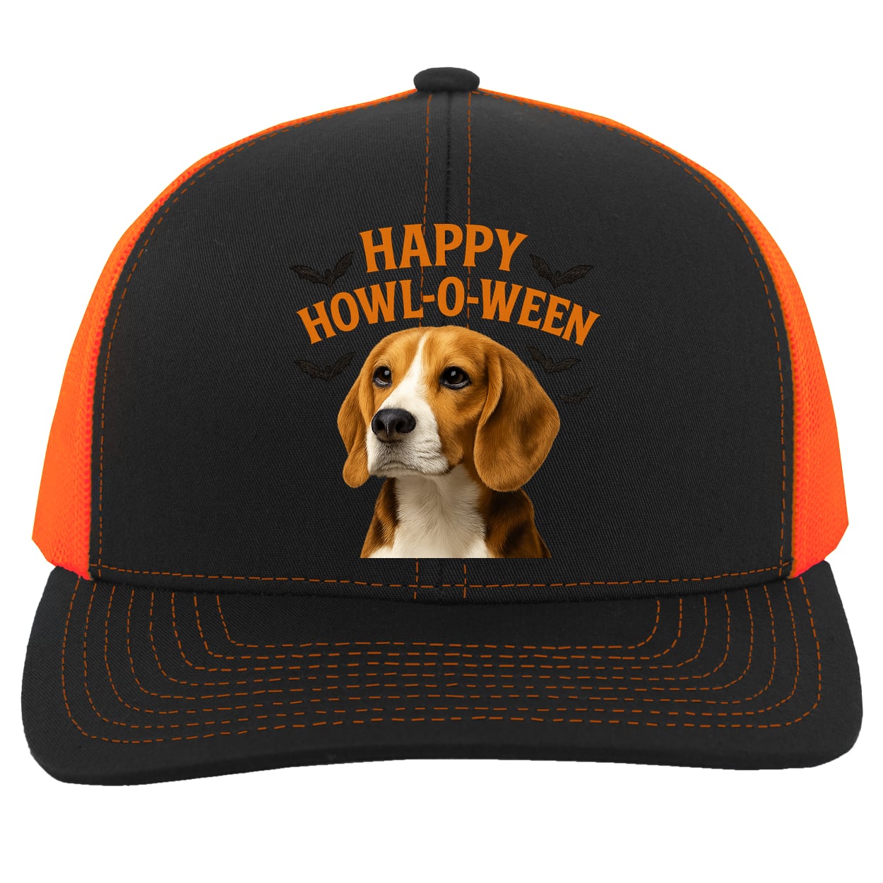 104C Trucker Snap Back - Black/Neon Orange