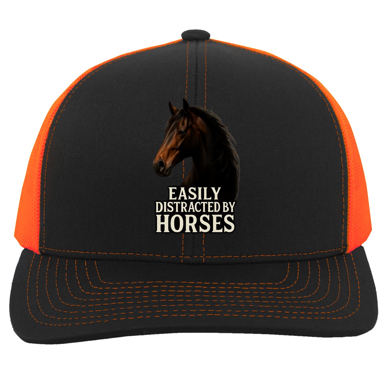 104C Trucker Snap Back - Black/Neon Orange