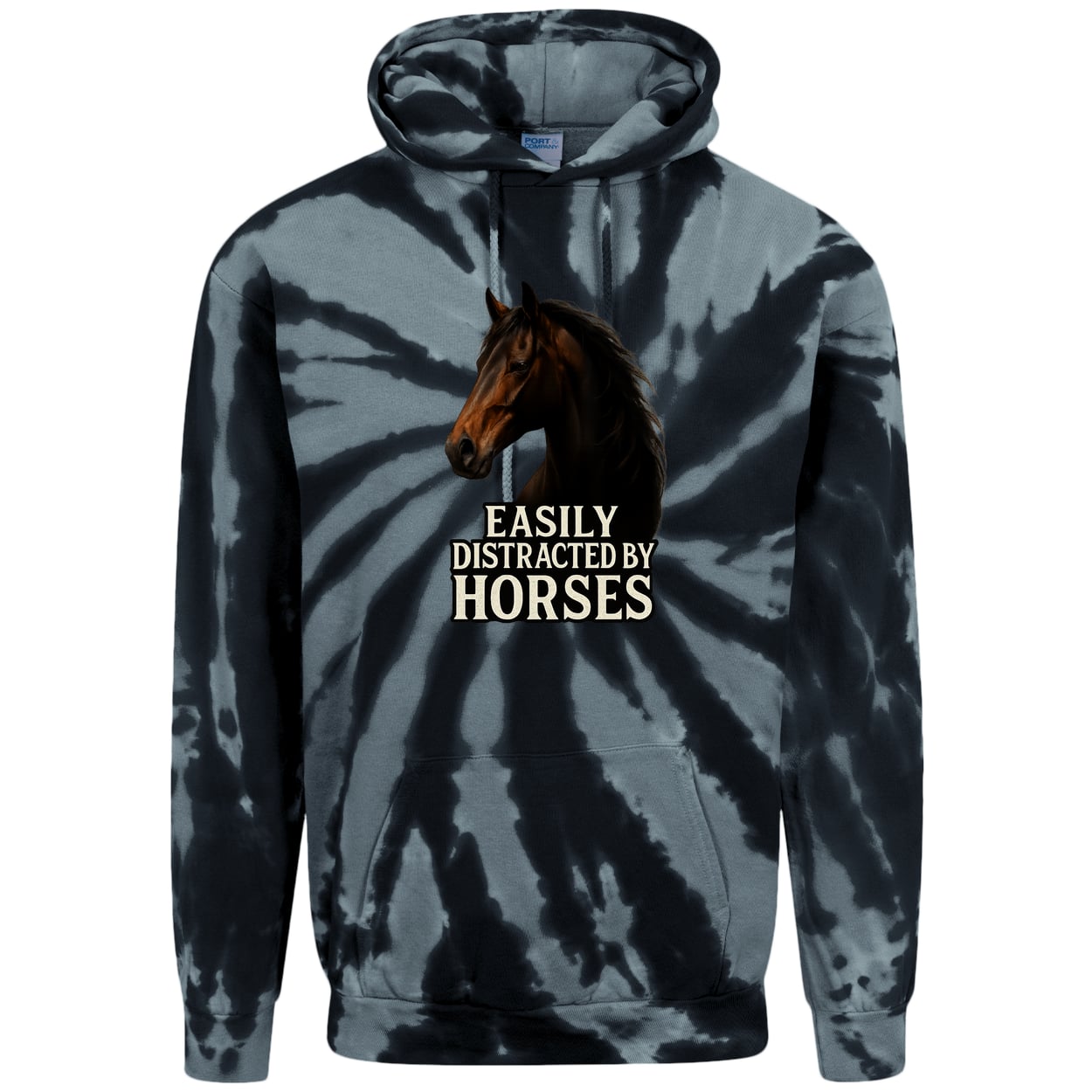 PC146 Port & Company Adult Tie-Dye Pullover Hoodie - Black