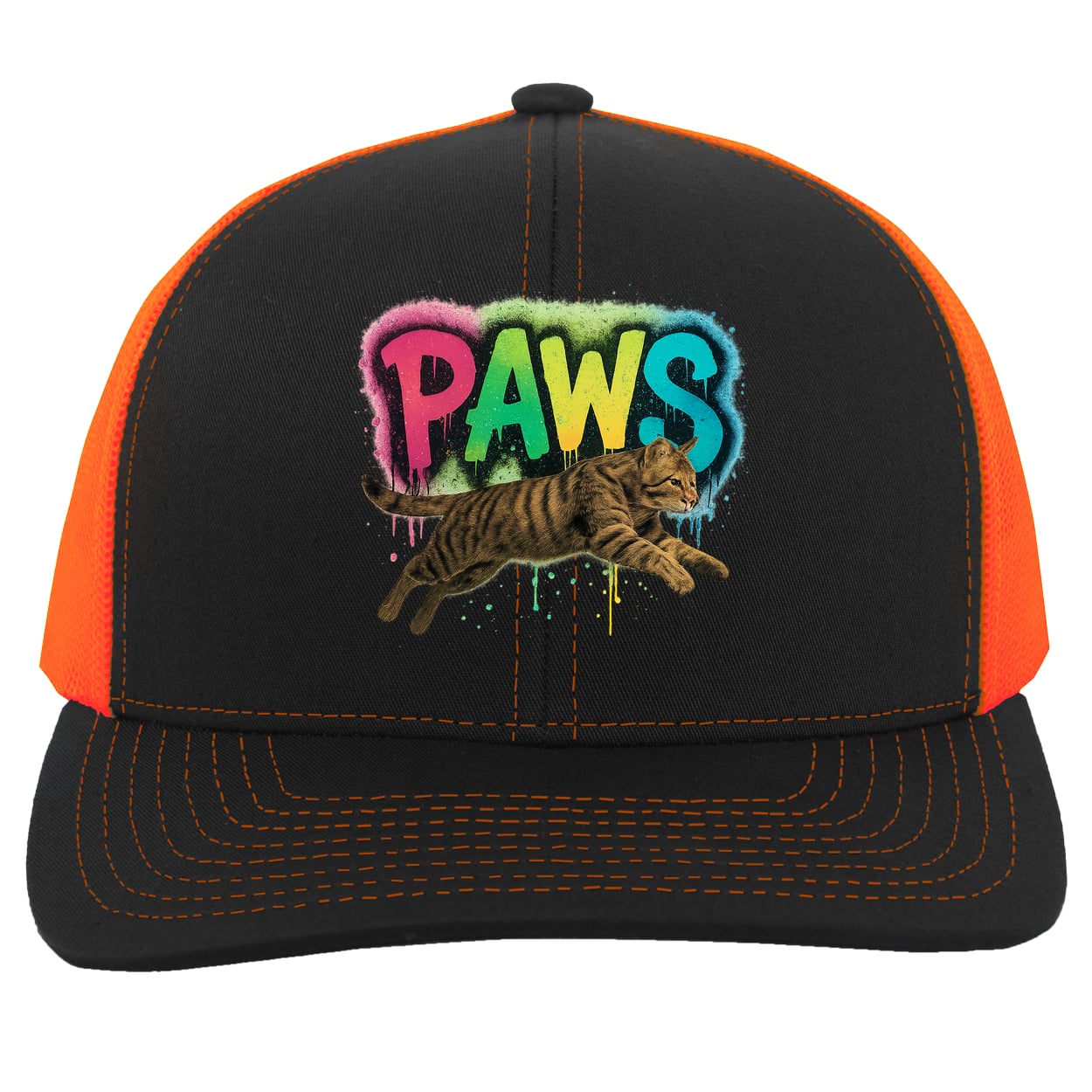 104C Trucker Snap Back - Black/Neon Orange