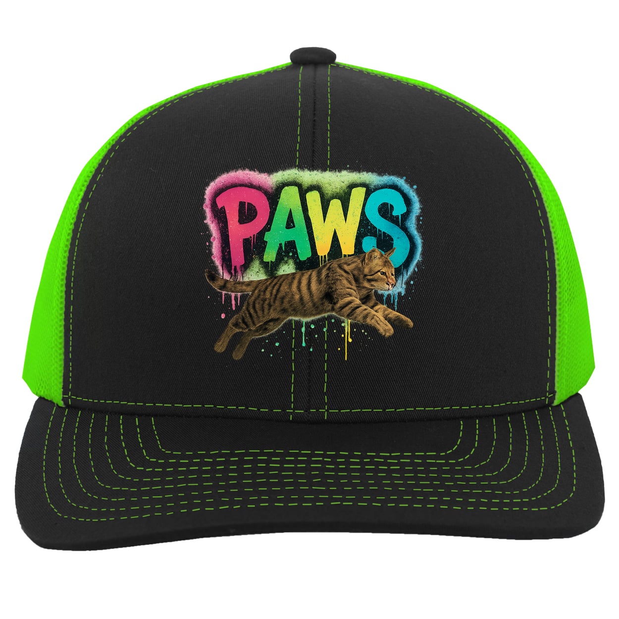 104C Trucker Snap Back - Black/Neon Green
