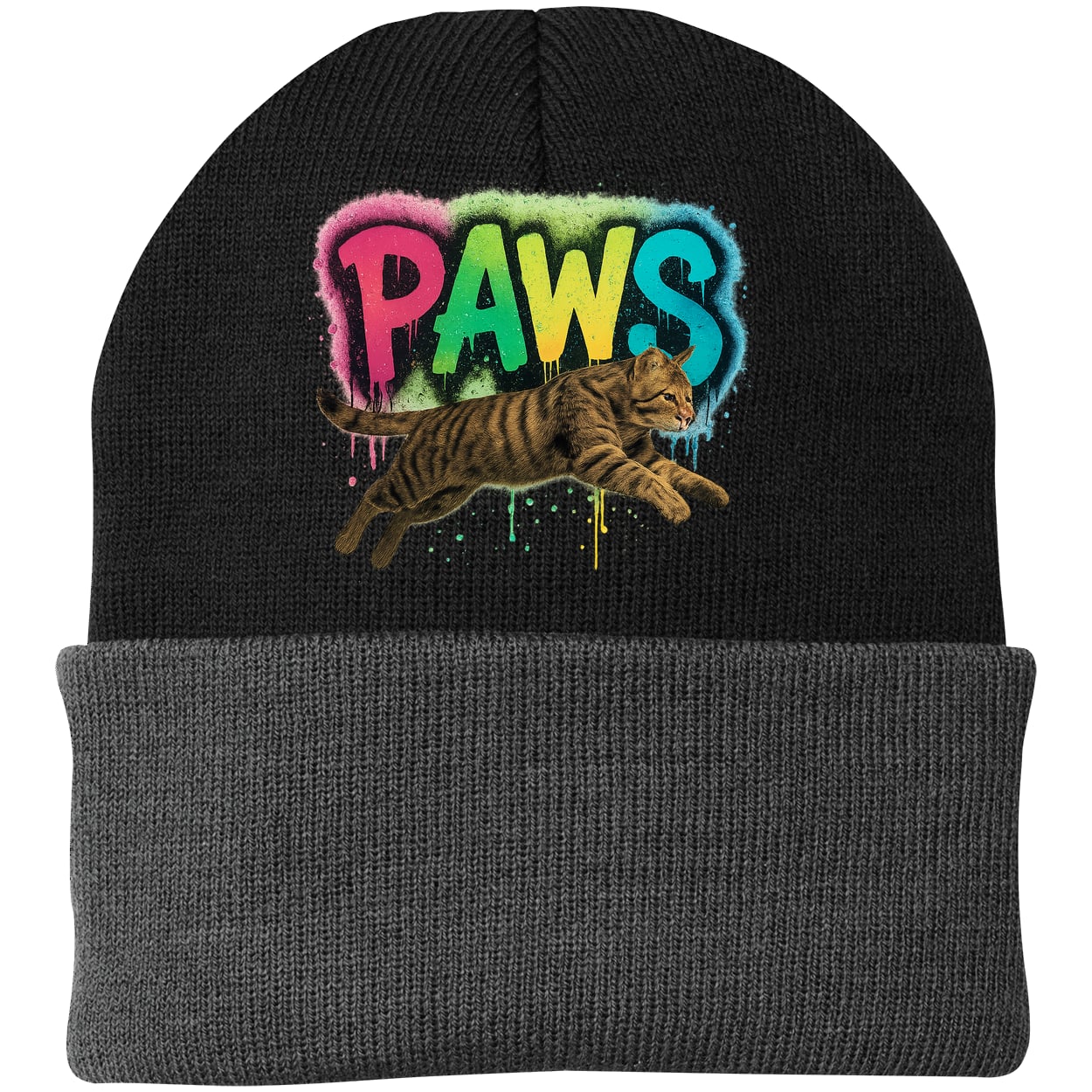 CP90 Port & Company Knit Beanie - Black/Gray