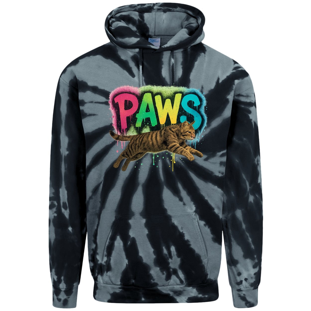 PC146 Port & Company Adult Tie-Dye Pullover Hoodie - Black