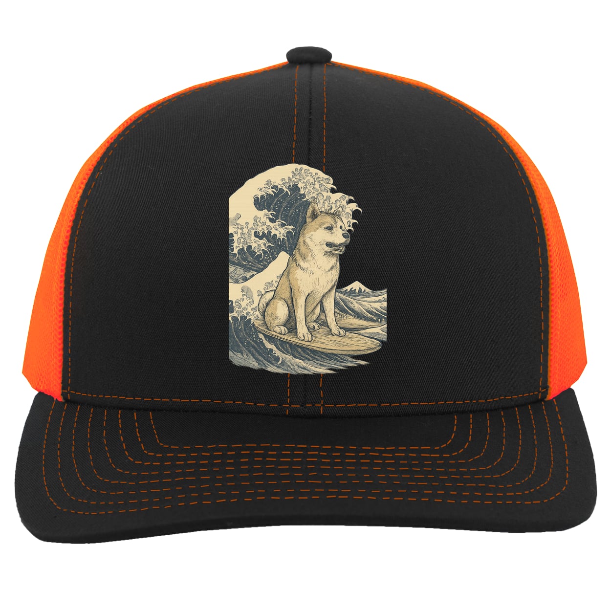 104C Trucker Snap Back - Black/Neon Orange