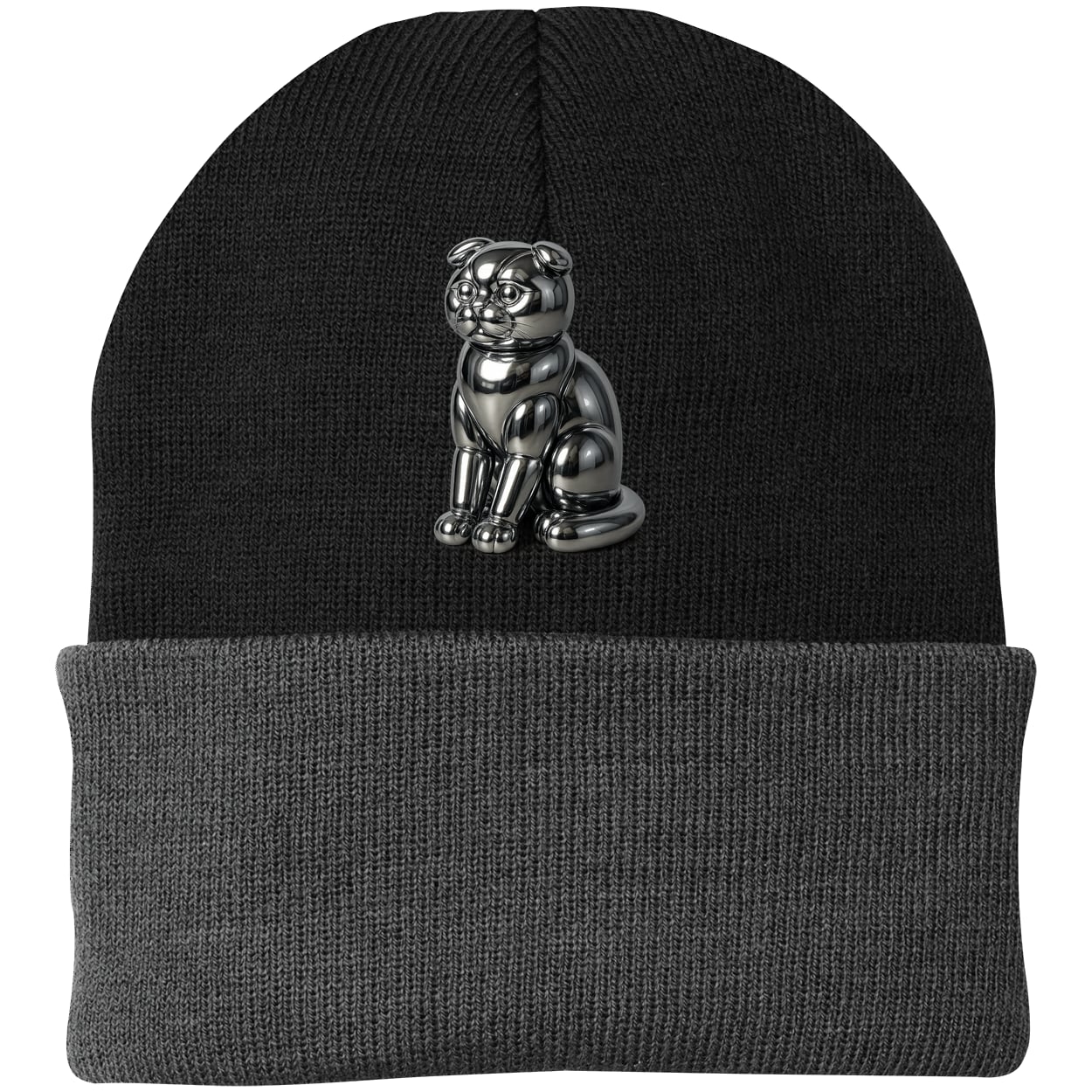 CP90 Port & Company Knit Beanie - Black/Gray