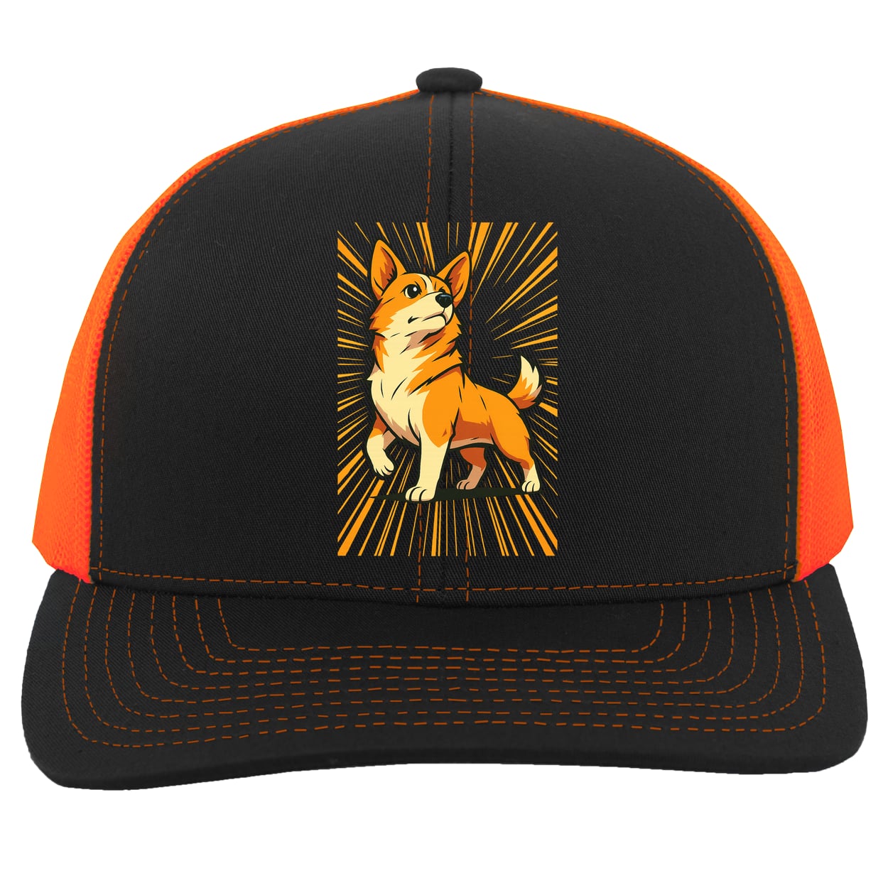104C Trucker Snap Back - Black/Neon Orange