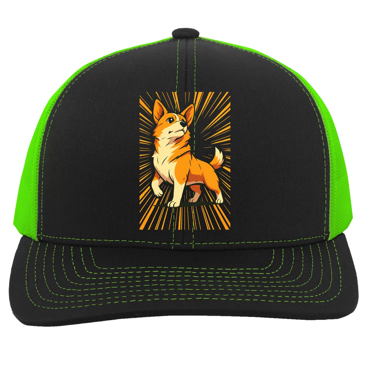 104C Trucker Snap Back - Black/Neon Green