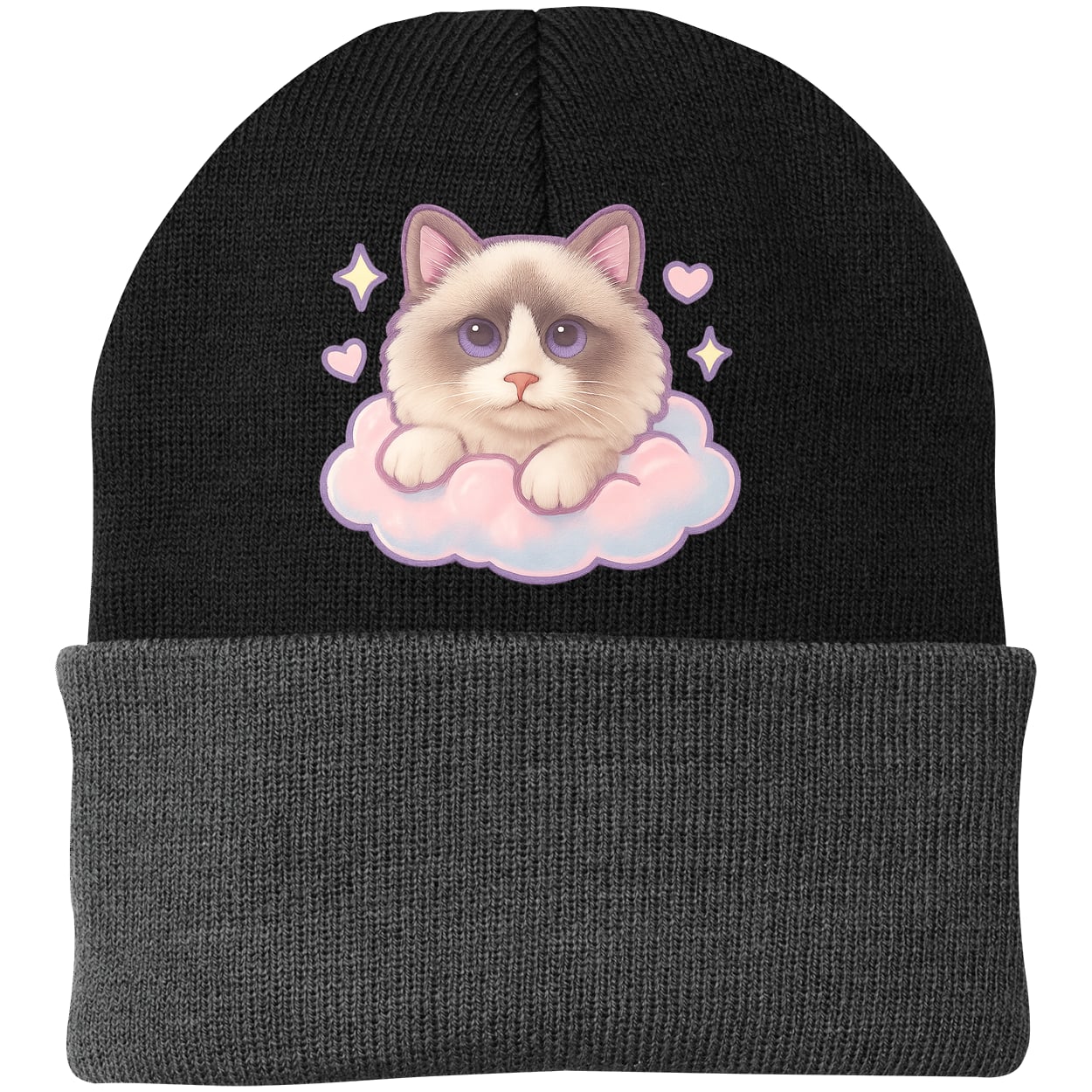 CP90 Port & Company Knit Beanie - Black/Gray