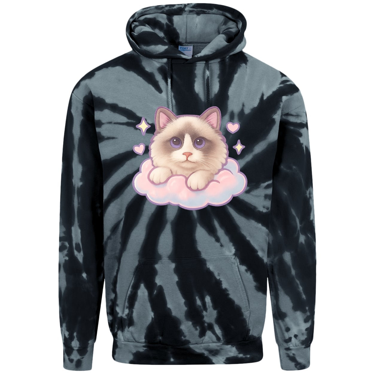 PC146 Port & Company Adult Tie-Dye Pullover Hoodie - Black