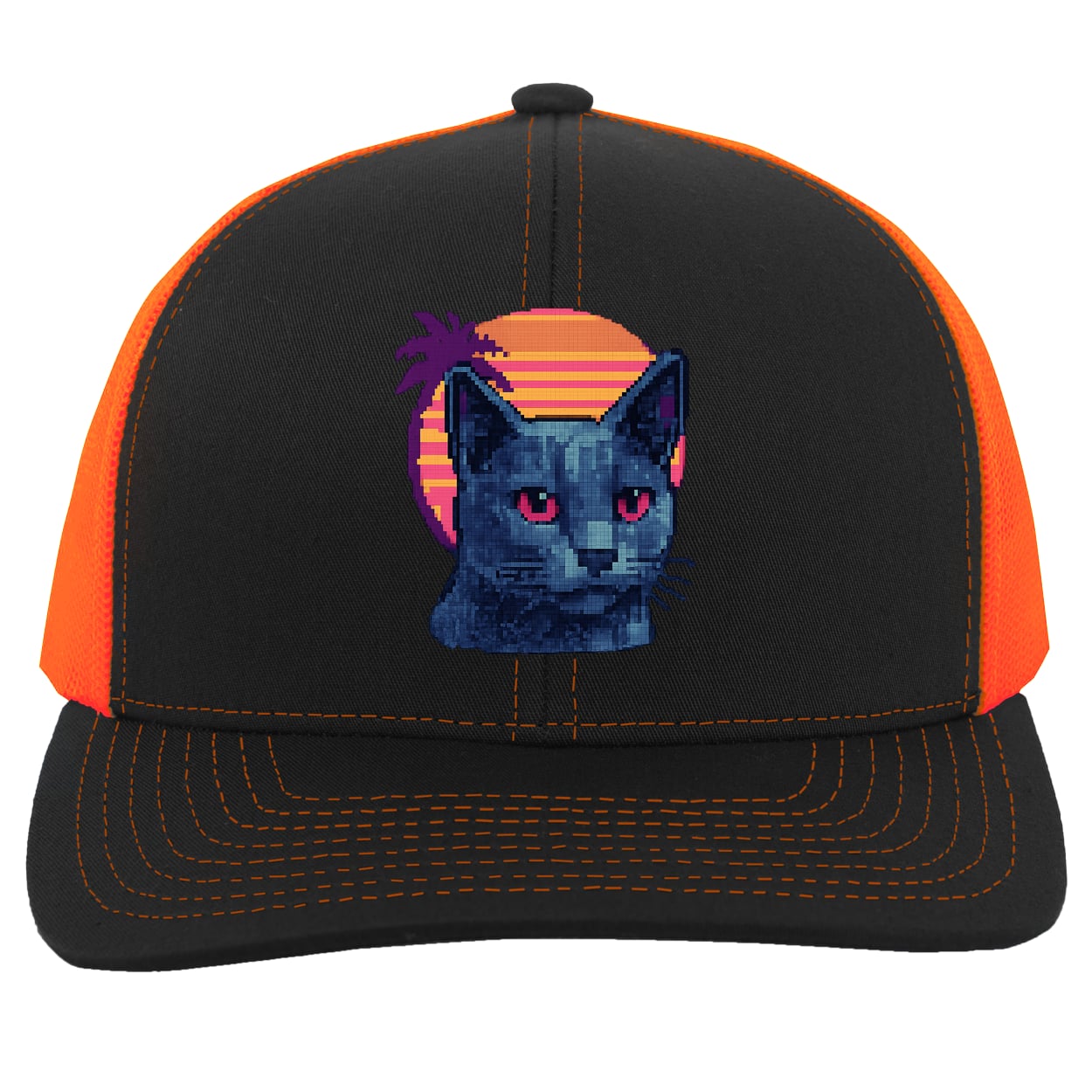 104C Trucker Snap Back - Black/Neon Orange