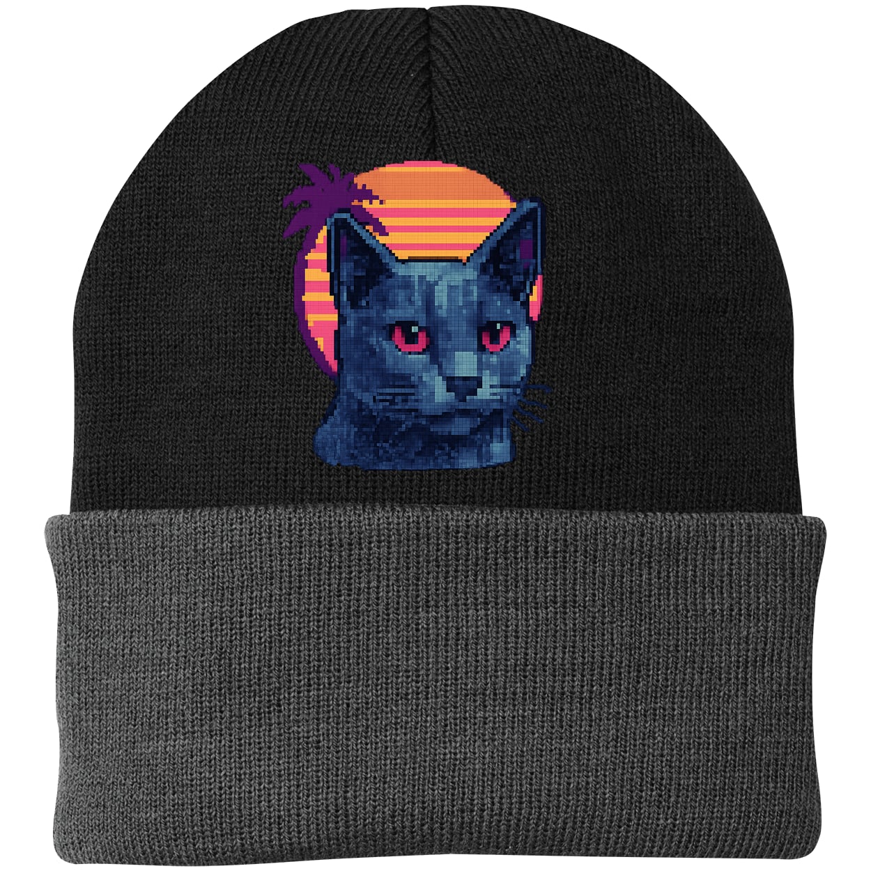 CP90 Port & Company Knit Beanie - Black/Gray