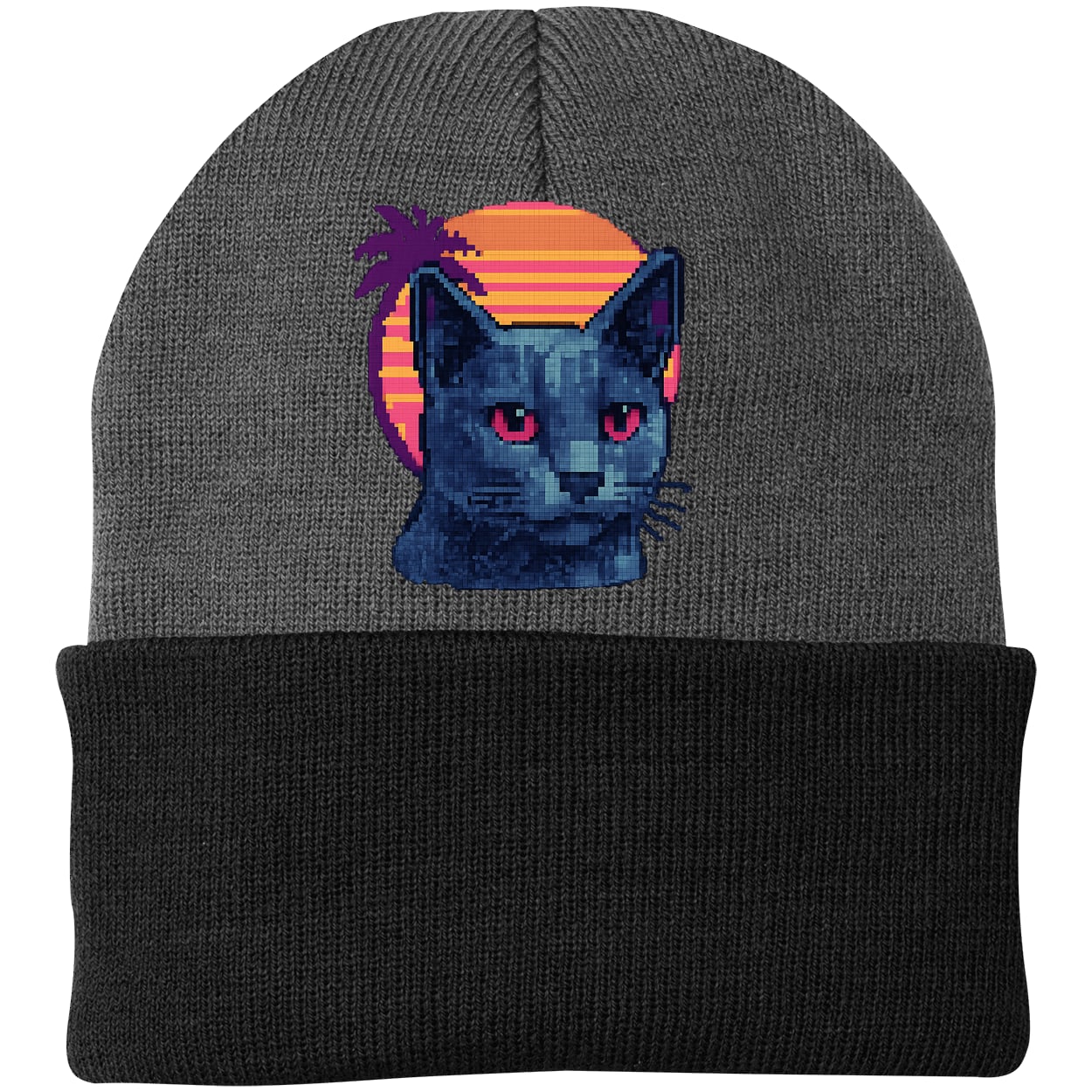 CP90 Port & Company Knit Beanie - Athletic Oxford/Black