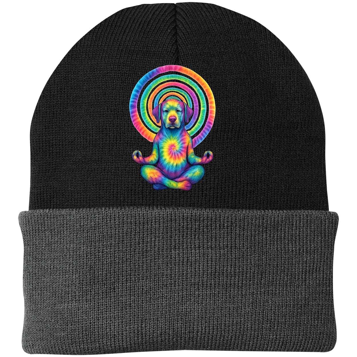 CP90 Port & Company Knit Beanie - Black/Gray