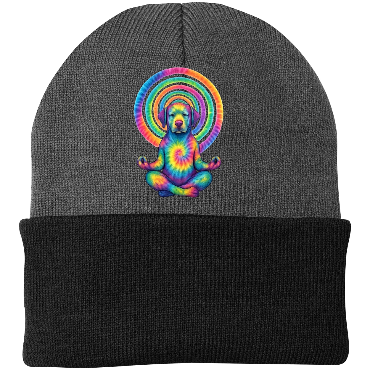 CP90 Port & Company Knit Beanie - Athletic Oxford/Black