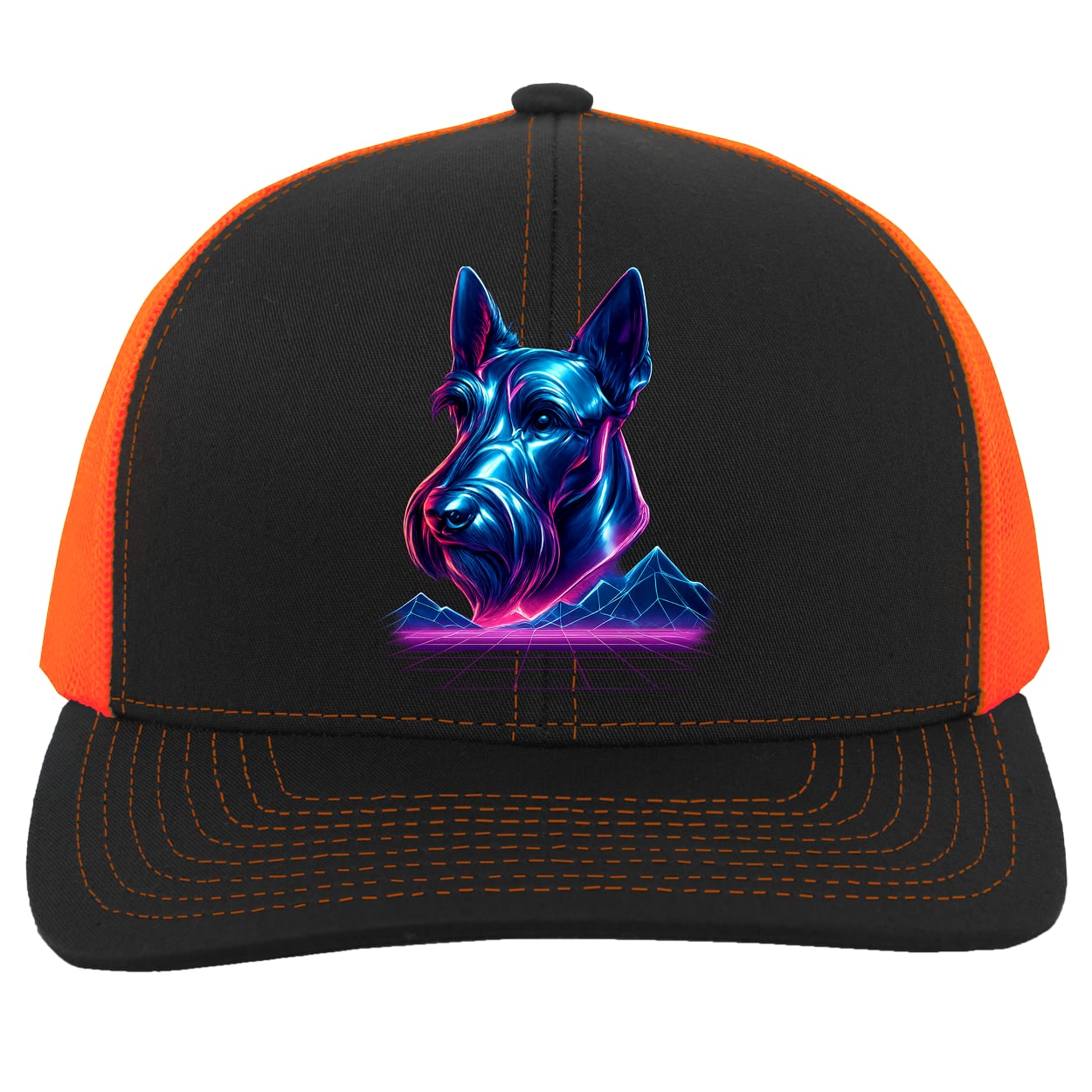 104C Trucker Snap Back - Black/Neon Orange