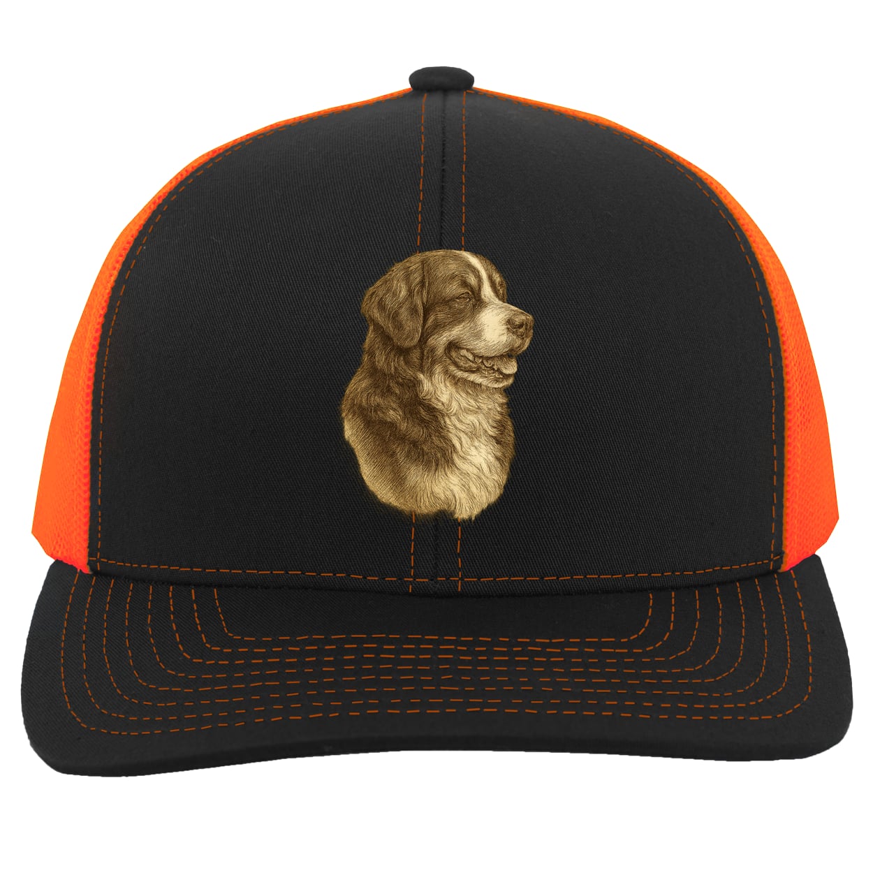 104C Trucker Snap Back - Black/Neon Orange