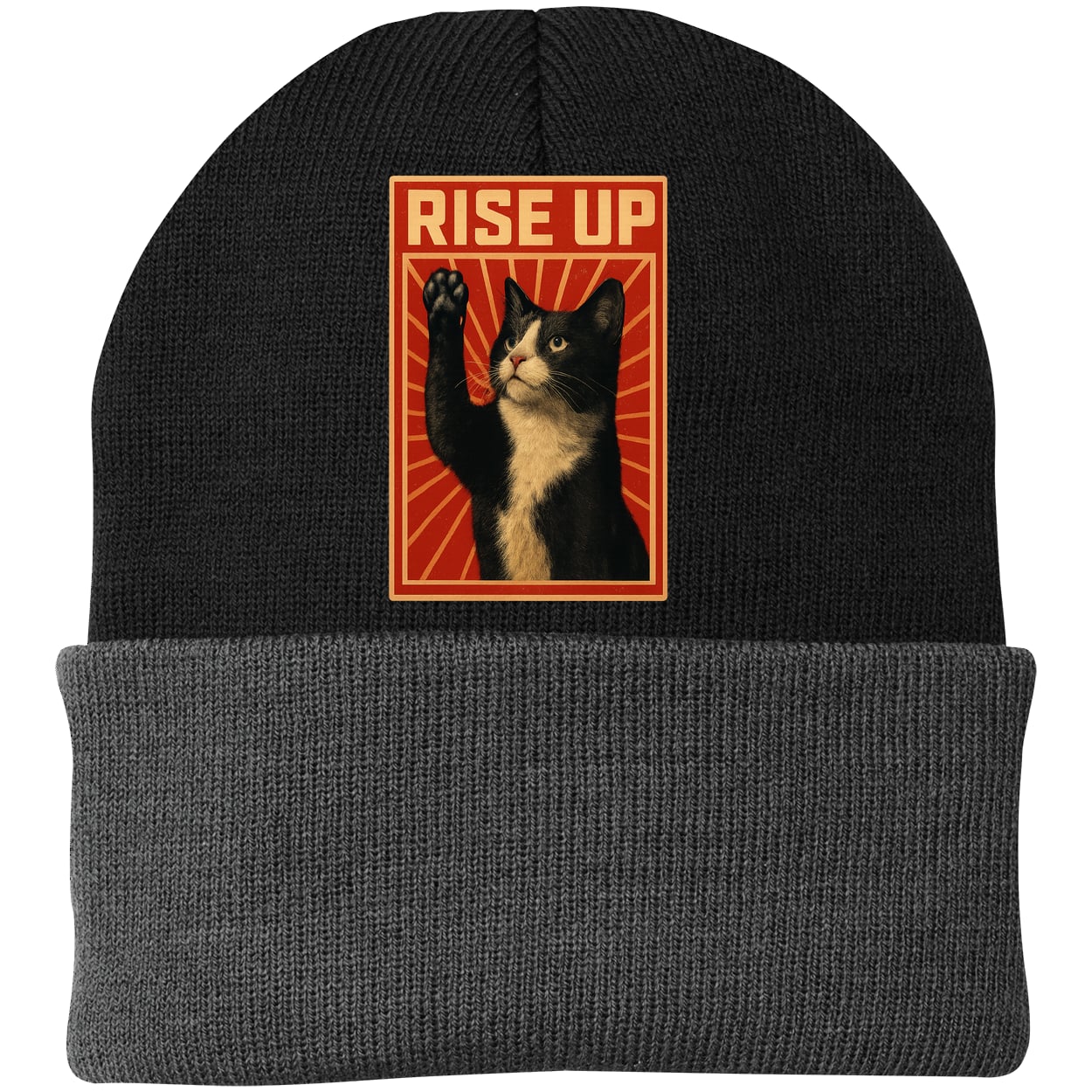 CP90 Port & Company Knit Beanie - Black/Gray