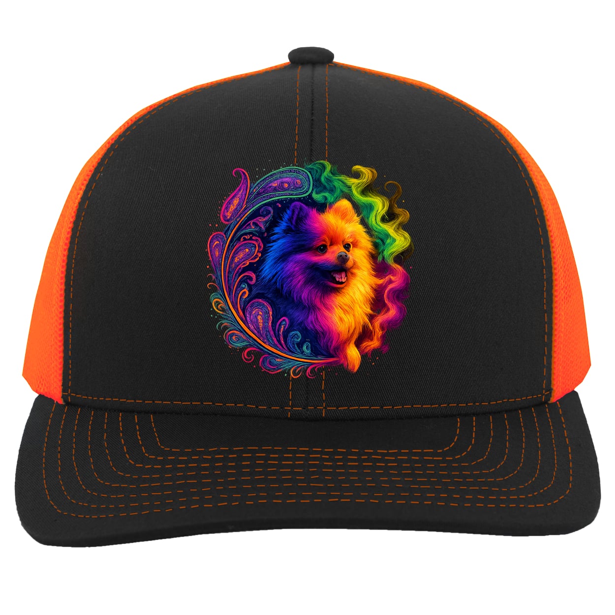 104C Trucker Snap Back - Black/Neon Orange