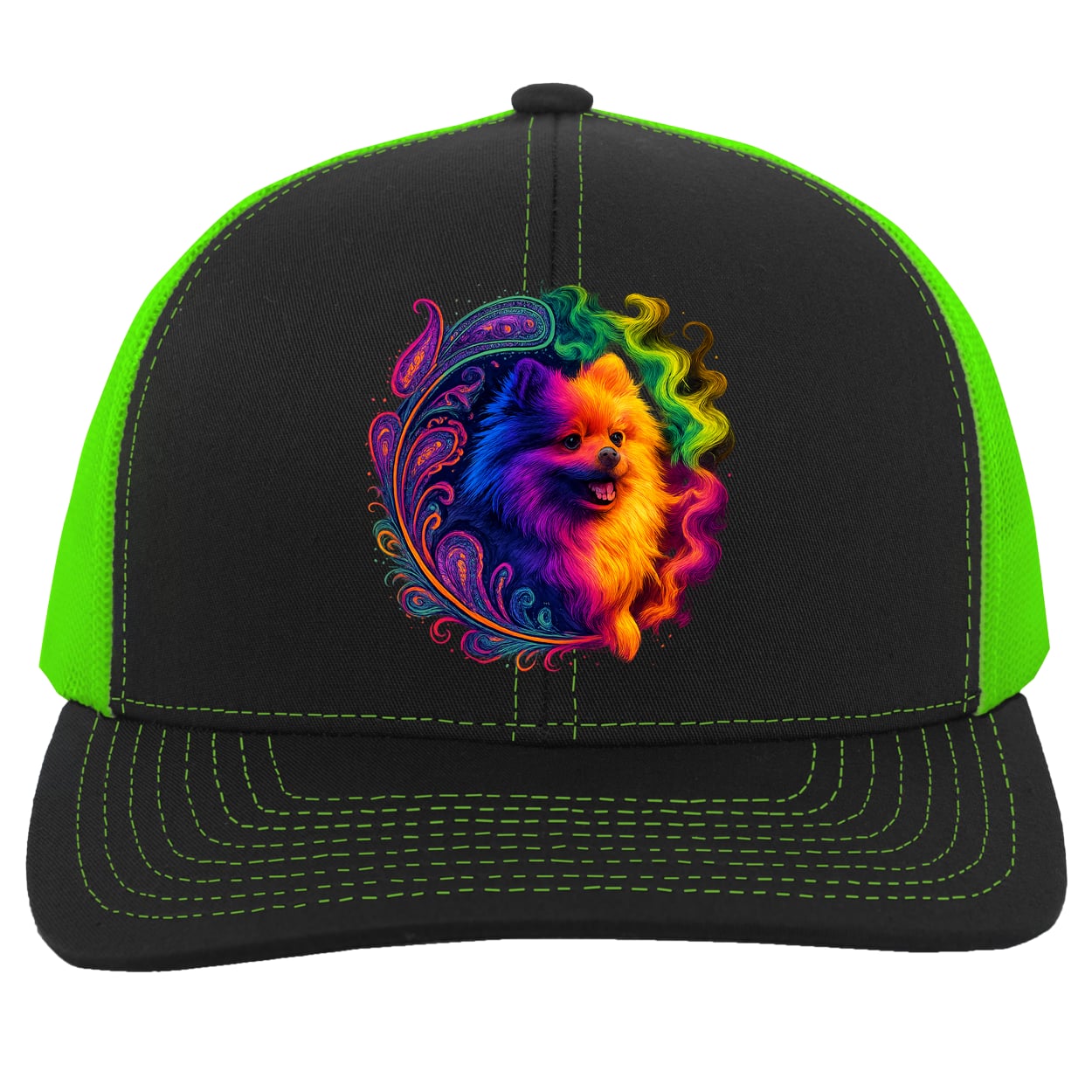 104C Trucker Snap Back - Black/Neon Green