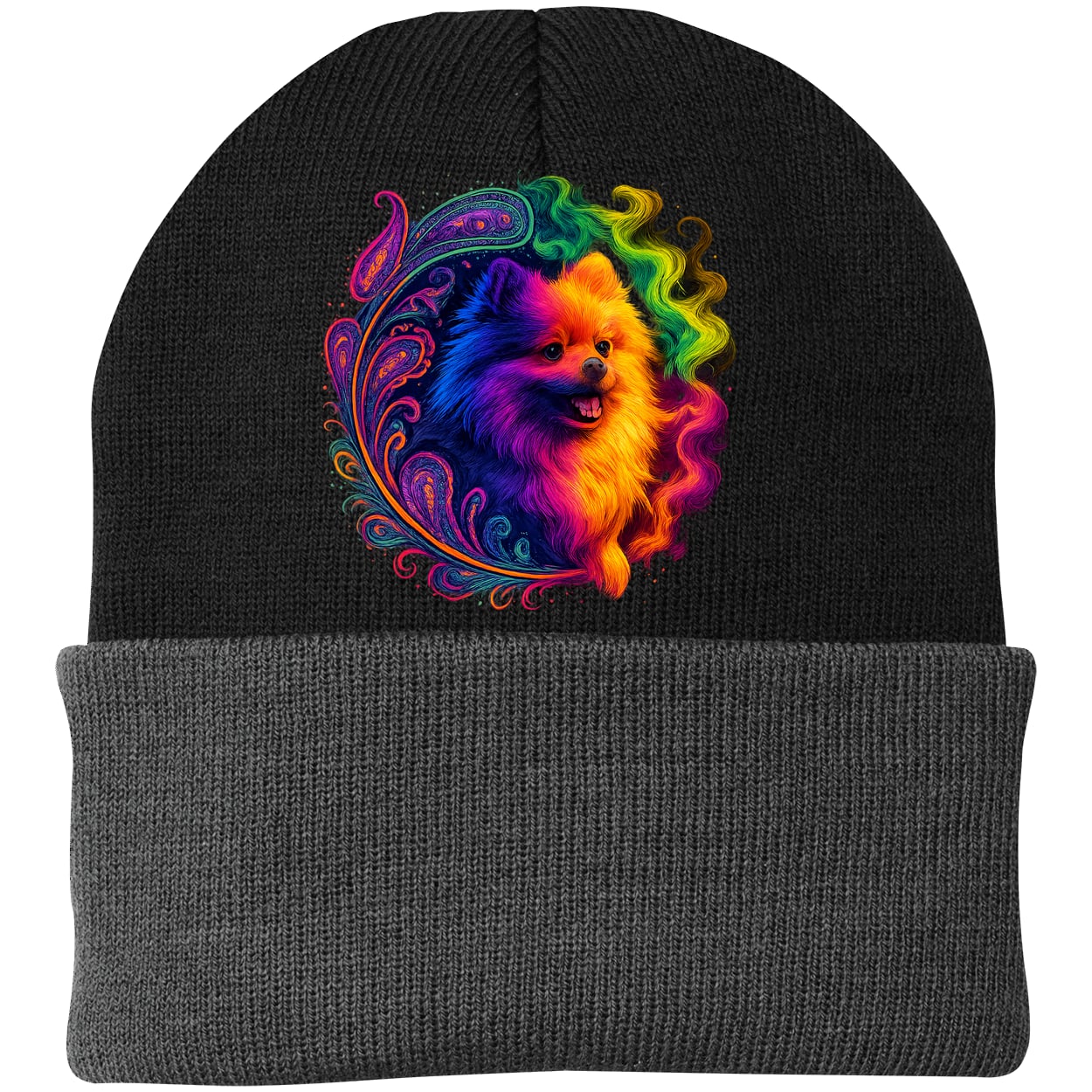 CP90 Port & Company Knit Beanie - Black/Gray