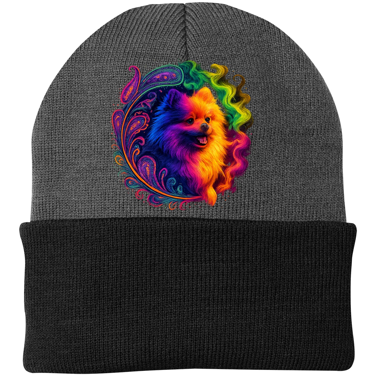 CP90 Port & Company Knit Beanie - Athletic Oxford/Black
