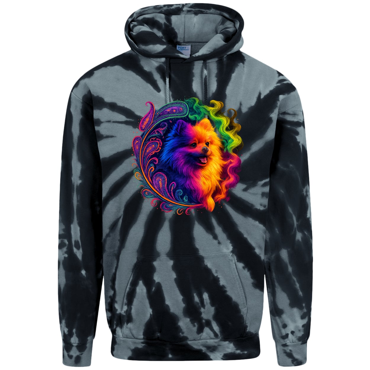 PC146 Port & Company Adult Tie-Dye Pullover Hoodie - Black