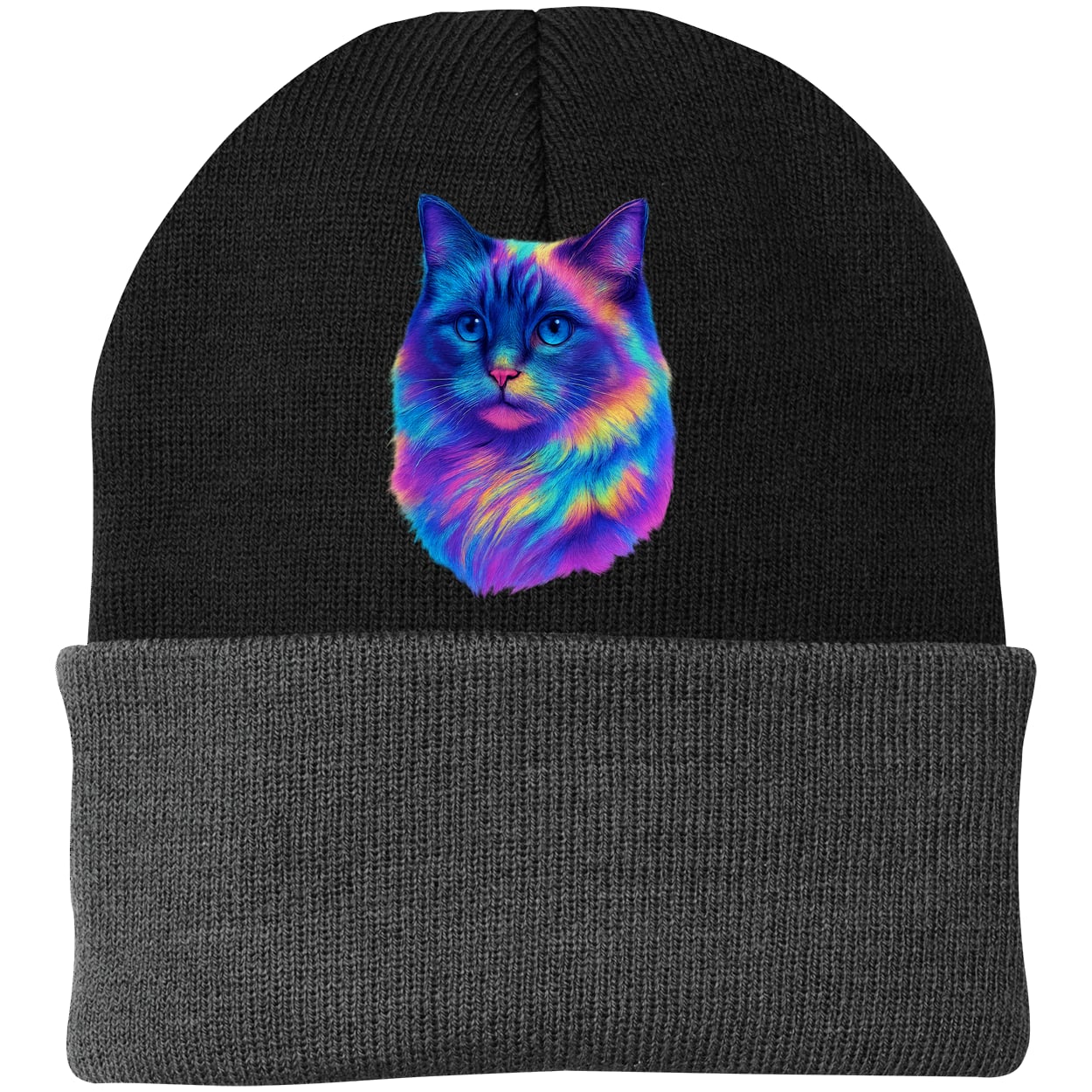 CP90 Port & Company Knit Beanie - Black/Gray