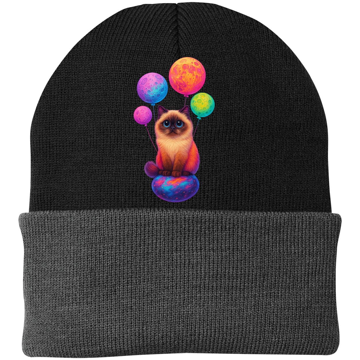 CP90 Port & Company Knit Beanie - Black/Gray