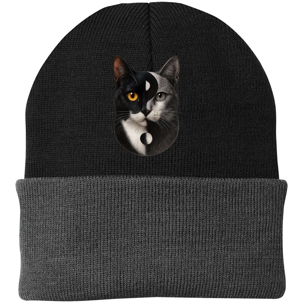 CP90 Port & Company Knit Beanie - Black/Gray