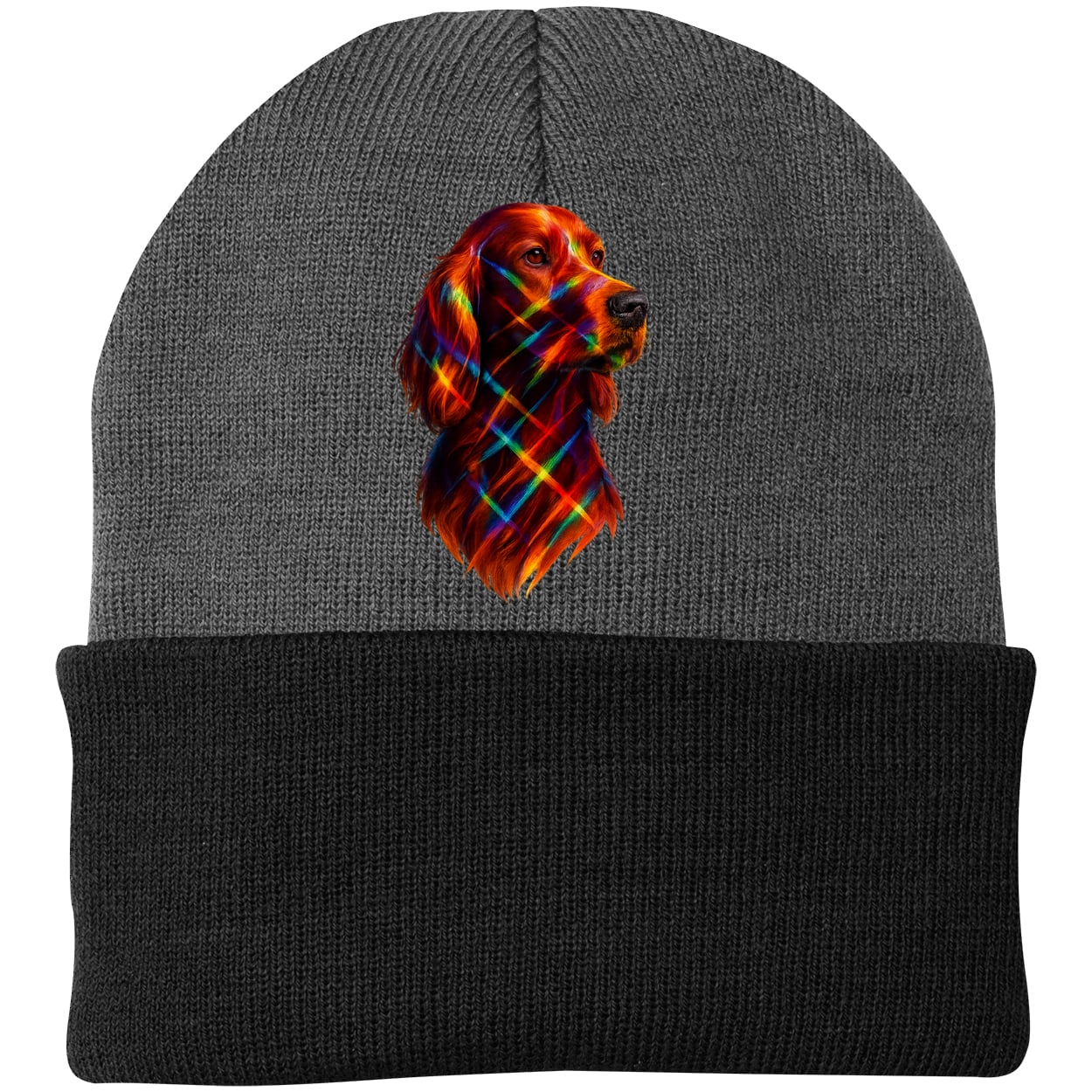 CP90 Port & Company Knit Beanie - Athletic Oxford/Black