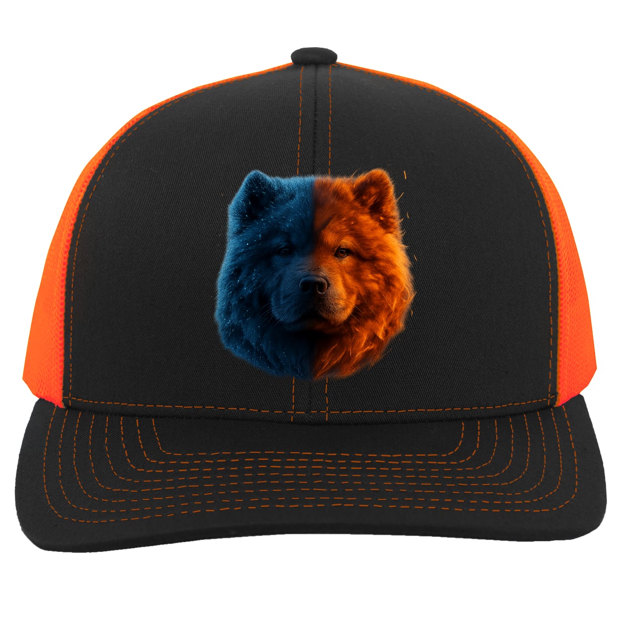 104C Trucker Snap Back - Black/Neon Orange