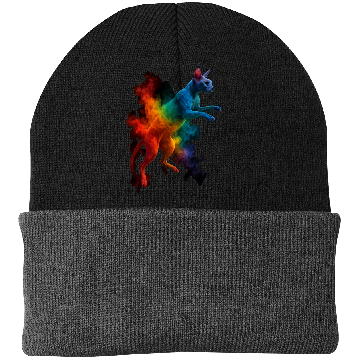 CP90 Port & Company Knit Beanie - Black/Gray