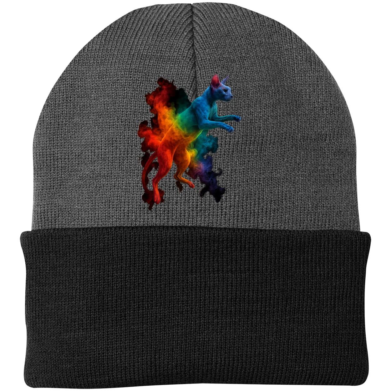 CP90 Port & Company Knit Beanie - Athletic Oxford/Black
