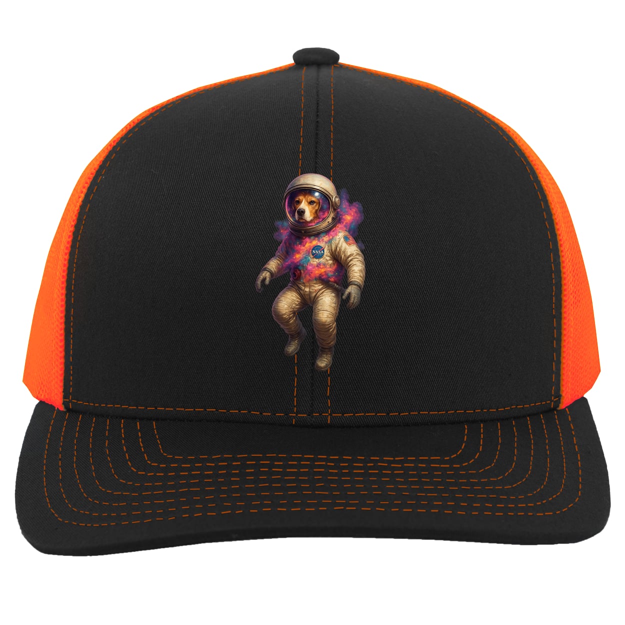 104C Trucker Snap Back - Black/Neon Orange