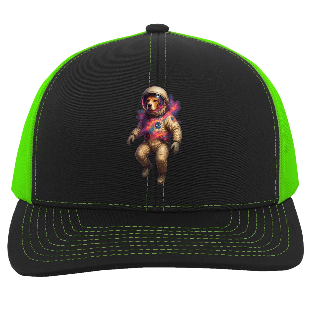 104C Trucker Snap Back - Black/Neon Green