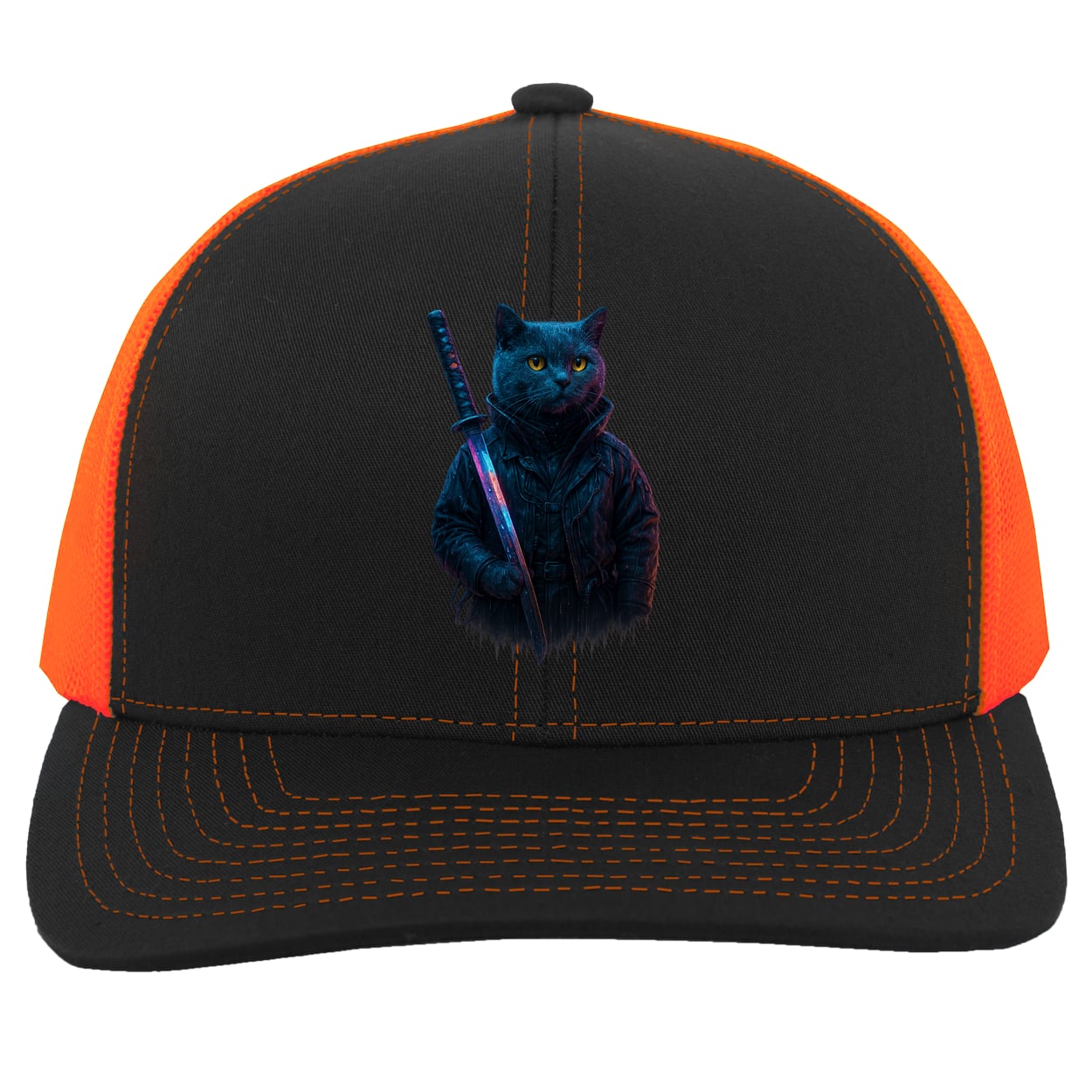 104C Trucker Snap Back - Black/Neon Orange