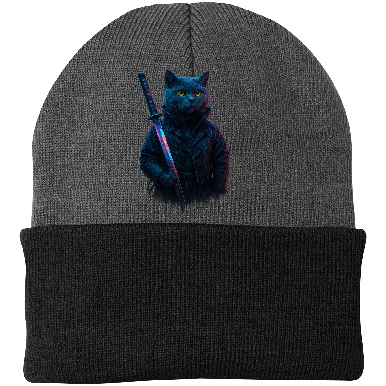 CP90 Port & Company Knit Beanie - Athletic Oxford/Black