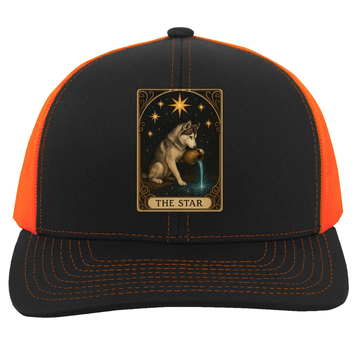 104C Trucker Snap Back - Black/Neon Orange