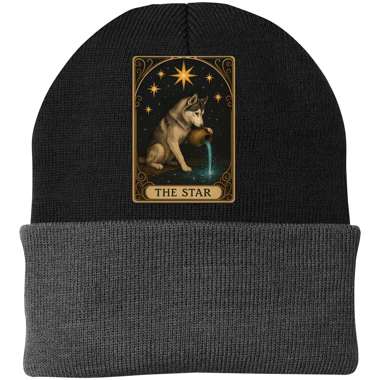 CP90 Port & Company Knit Beanie - Black/Gray