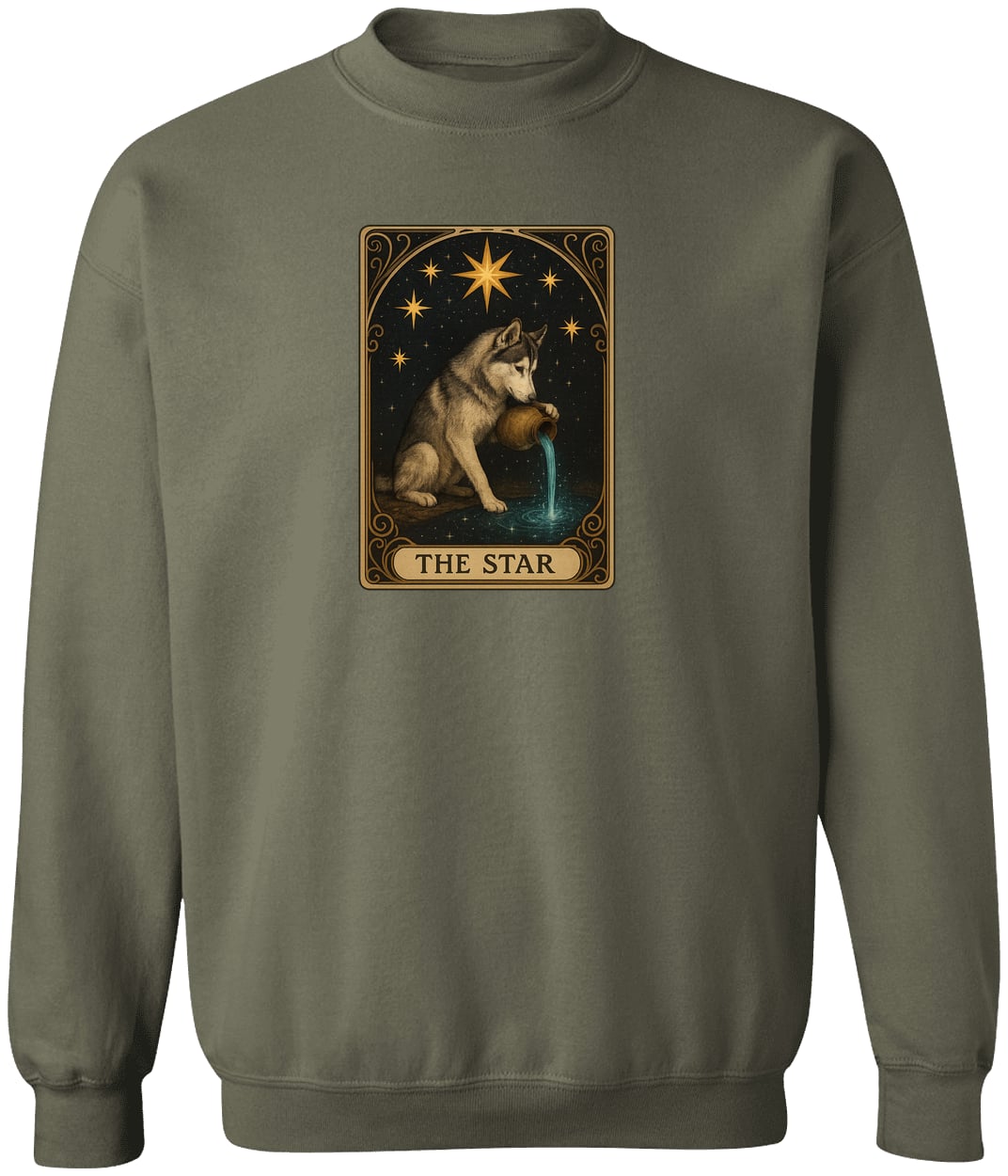 G180 Gildan Crewneck Pullover Sweatshirt - Military Green
