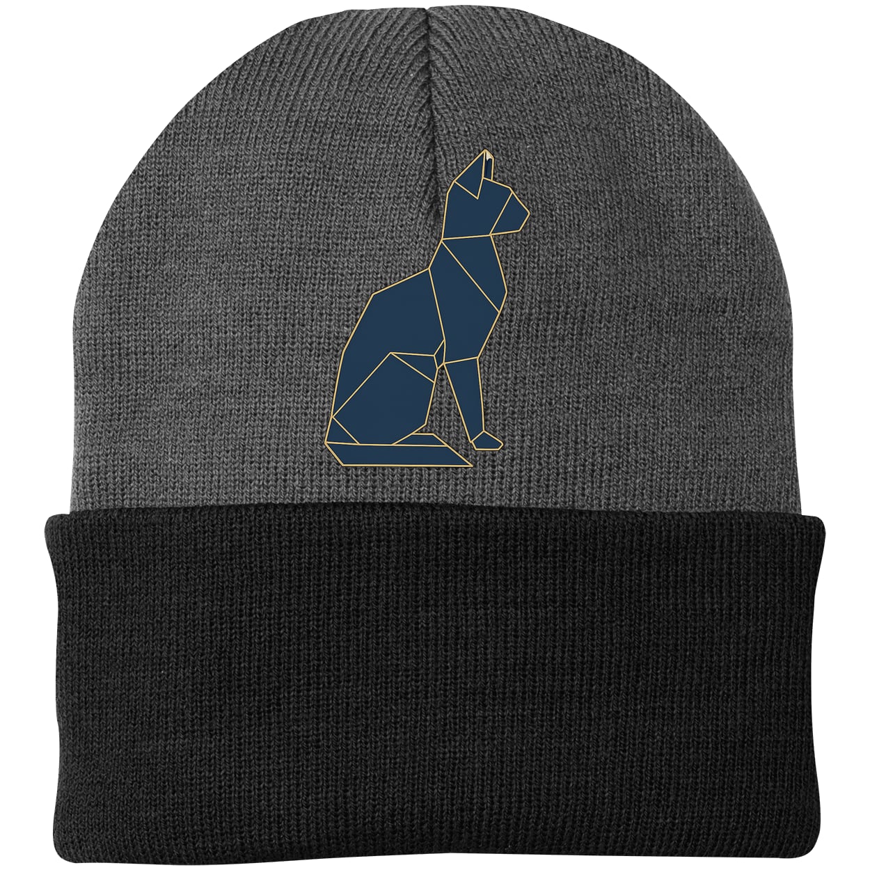 CP90 Port & Company Knit Beanie - Athletic Oxford/Black