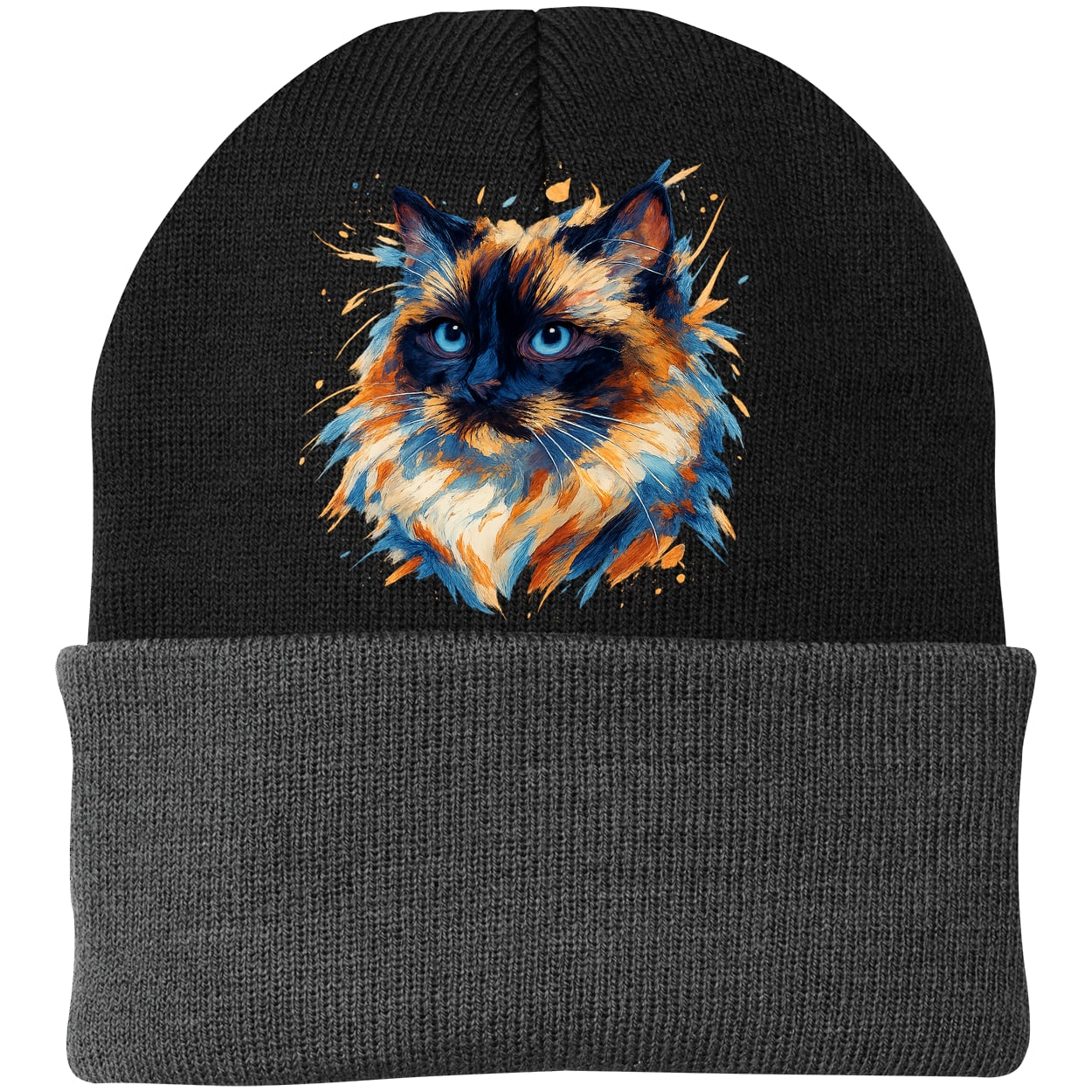 CP90 Port & Company Knit Beanie - Black/Gray