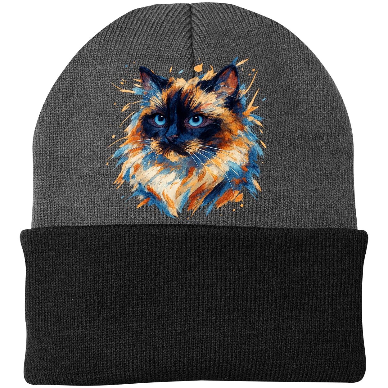 CP90 Port & Company Knit Beanie - Athletic Oxford/Black