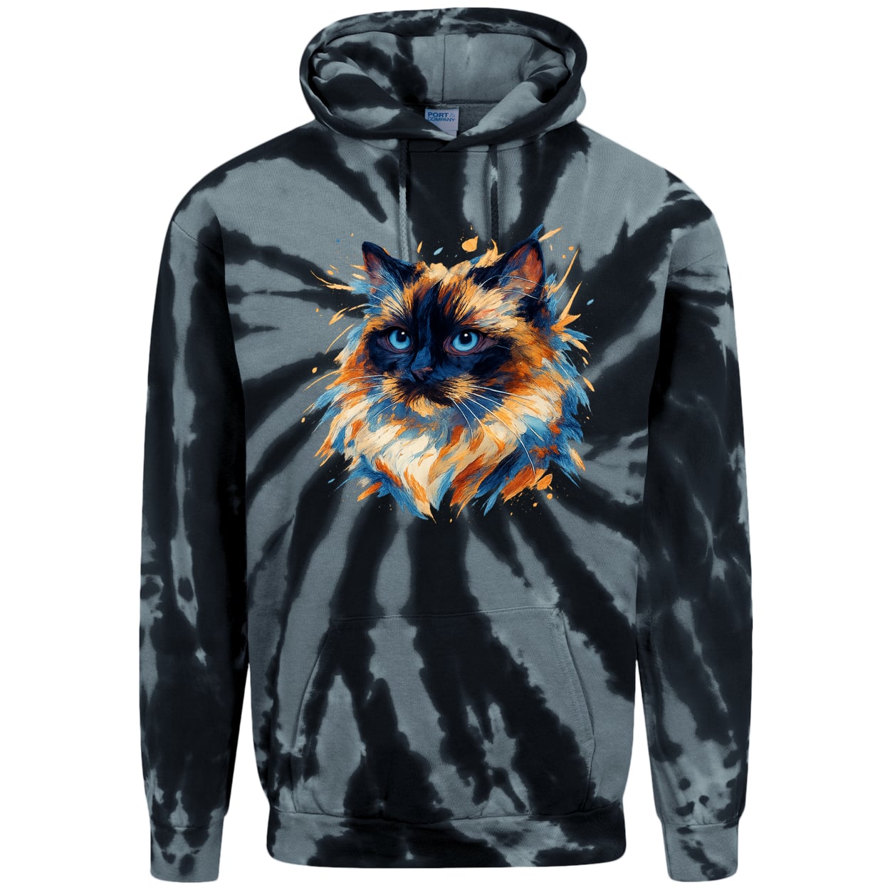 PC146 Port & Company Adult Tie-Dye Pullover Hoodie - Black